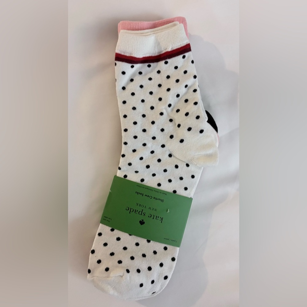 Kate Spade Printed Women's Shortie Crew Socks Polka Dot Striped OS 4-10 NWT